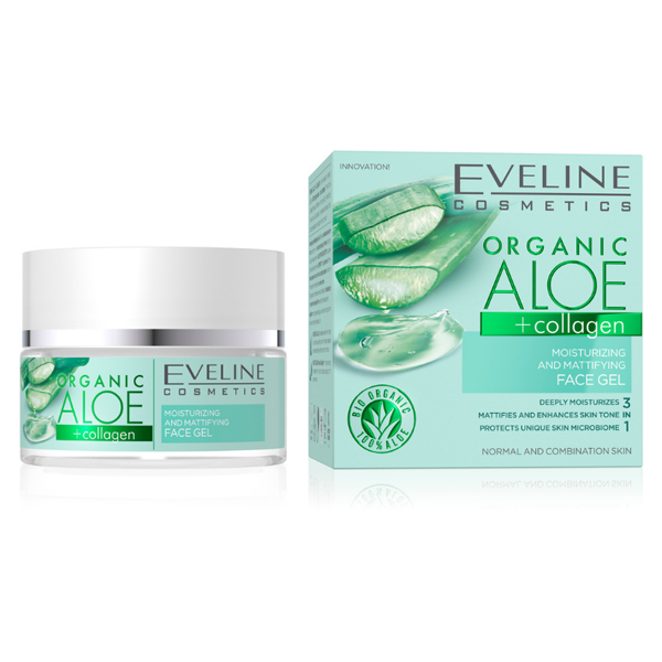 EVELINE ORGANIC ALOE + COLLAGEN MOISTURIZING AND MATTIFYING FACE GEL