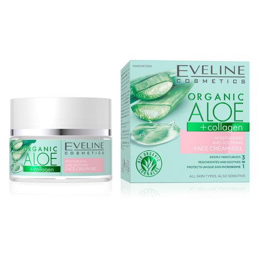 EVELINE ORGANIC ALOE + COLLAGEN MOISTURIZING AND SOOTHING FACE-CREAM GEL