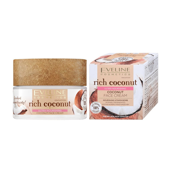 EVELINE RICH COCONUT FACE CREAM FOR DRY AND SENSITIVE SKIN 50ML
