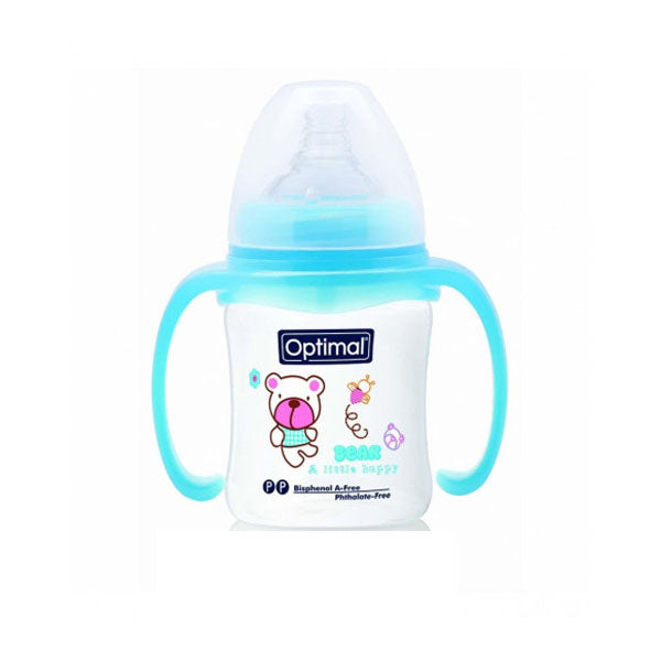 OPTIMAL WIDE NECK FEEDING BABY BOTTLE WITH HANDLE 180ML