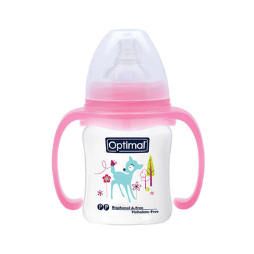 Optimal Wide Neck Feeding Baby Bottle With Handle 180ml