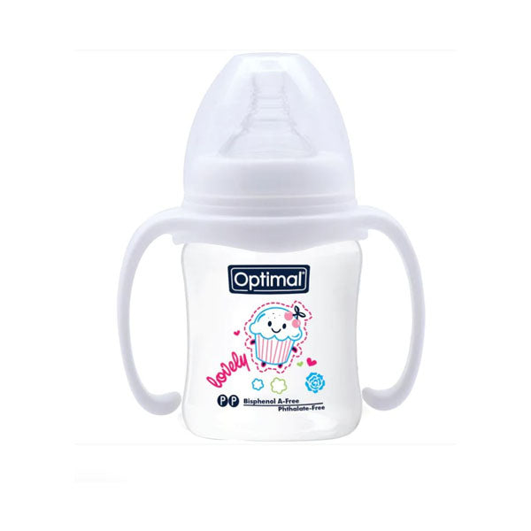 Optimal Wide Neck Feeding Baby Bottle With Handle 180ml