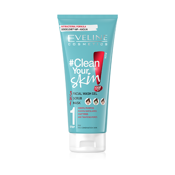 Eveline Facial Wash Gel + Scrub + Mask Step 1