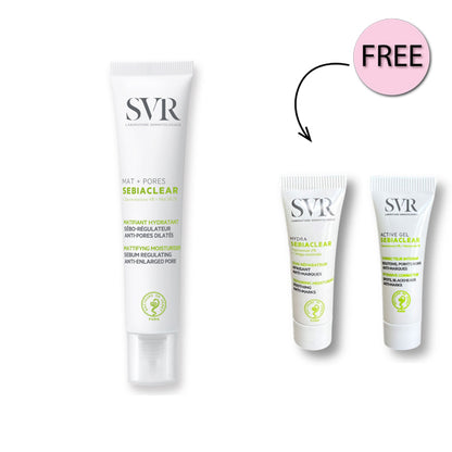 Svr Sebiaclear Mat Pores 40ml + Free Hydra 3ml + Free Active Gel 3ml