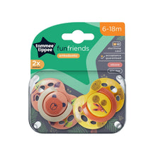 Load image into Gallery viewer, Tommee Tippee Fun Friends Soother 2x 6-18m